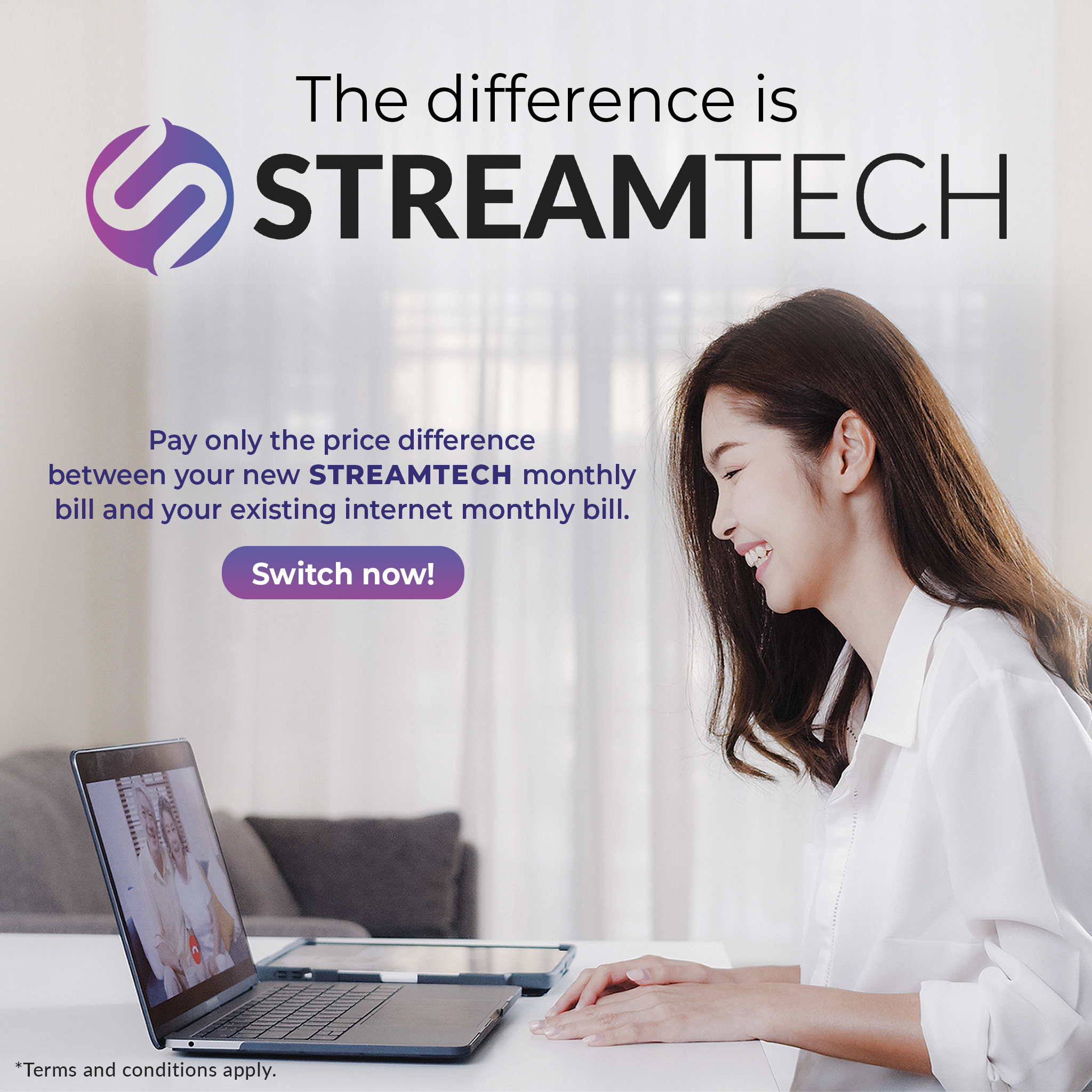 Switch to Streamtech Fiber Internet and Pay only the difference