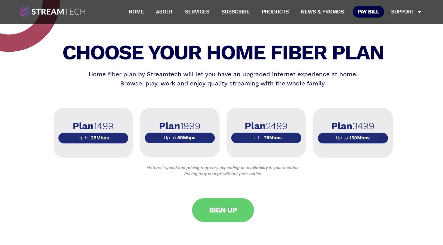 Best Fiber Internet Plans for your homes, from Streamtech