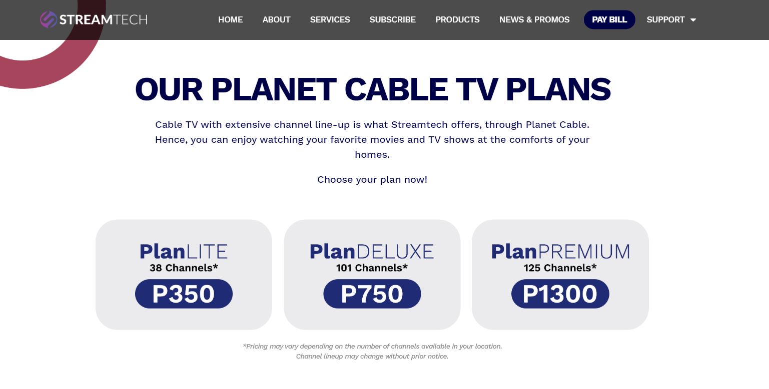 Streamtech Fiber Internet Cable TV Plans