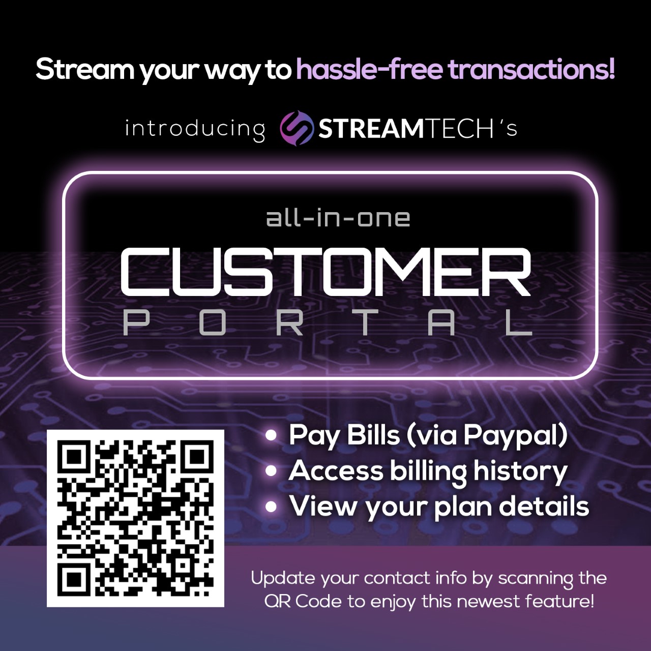 Streamtech all-in-one customer portal