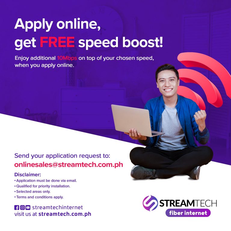 complete application requirements and get additional 10 mbps - streamtech fiber internet